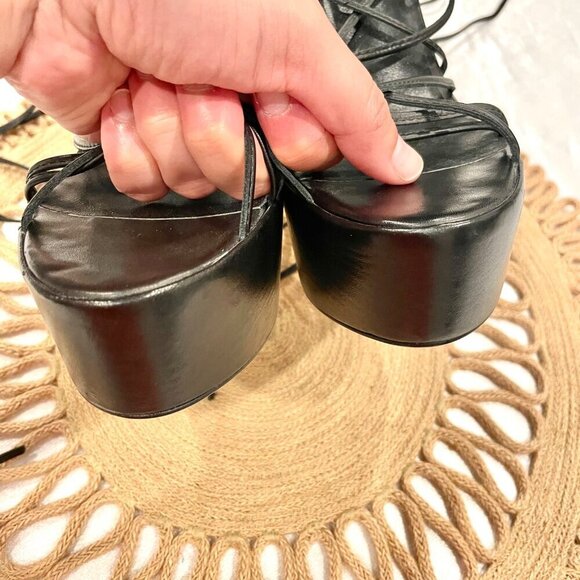 Tony Bianco Jemma Strapy Ankle Tie Heels Black Leather Size 8.5 - Picture 6 of 10